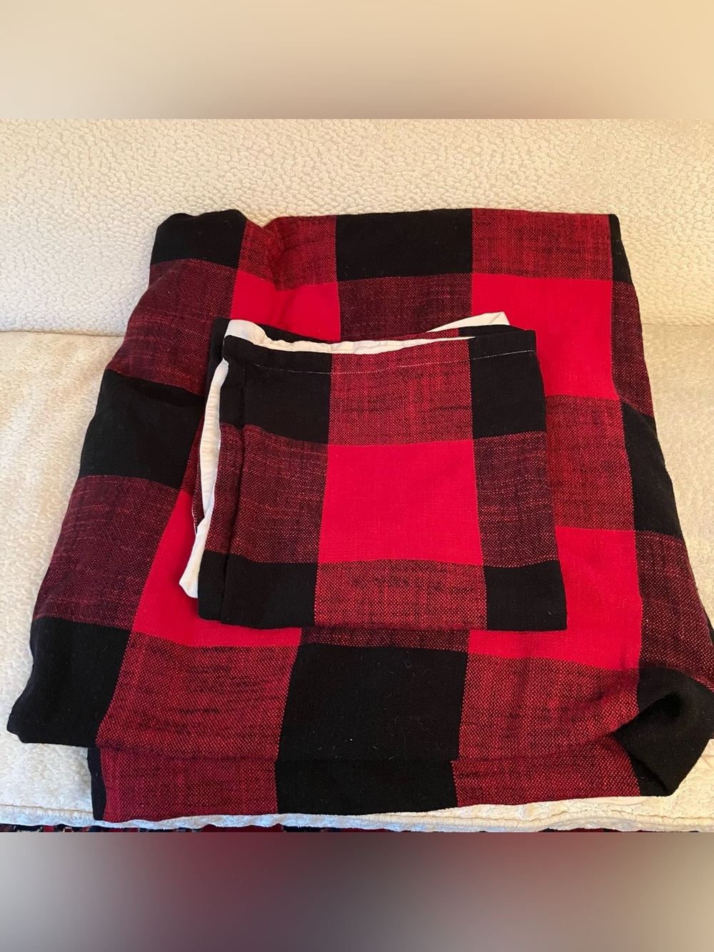 Pottery Barn Bryce Buffalo Check Red Black Duvet Cover Cali King Camp Lodge